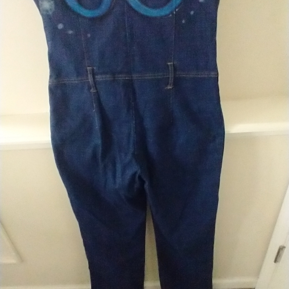 Lips Women's Denim Jean Long Zip Up Jumpsuit Dark Blue Size Medium - Picture 9 of 12